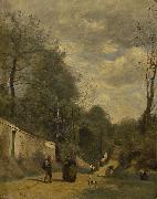 Jean-Baptiste Camille Corot Een straat in Ville d'Avray oil painting on canvas